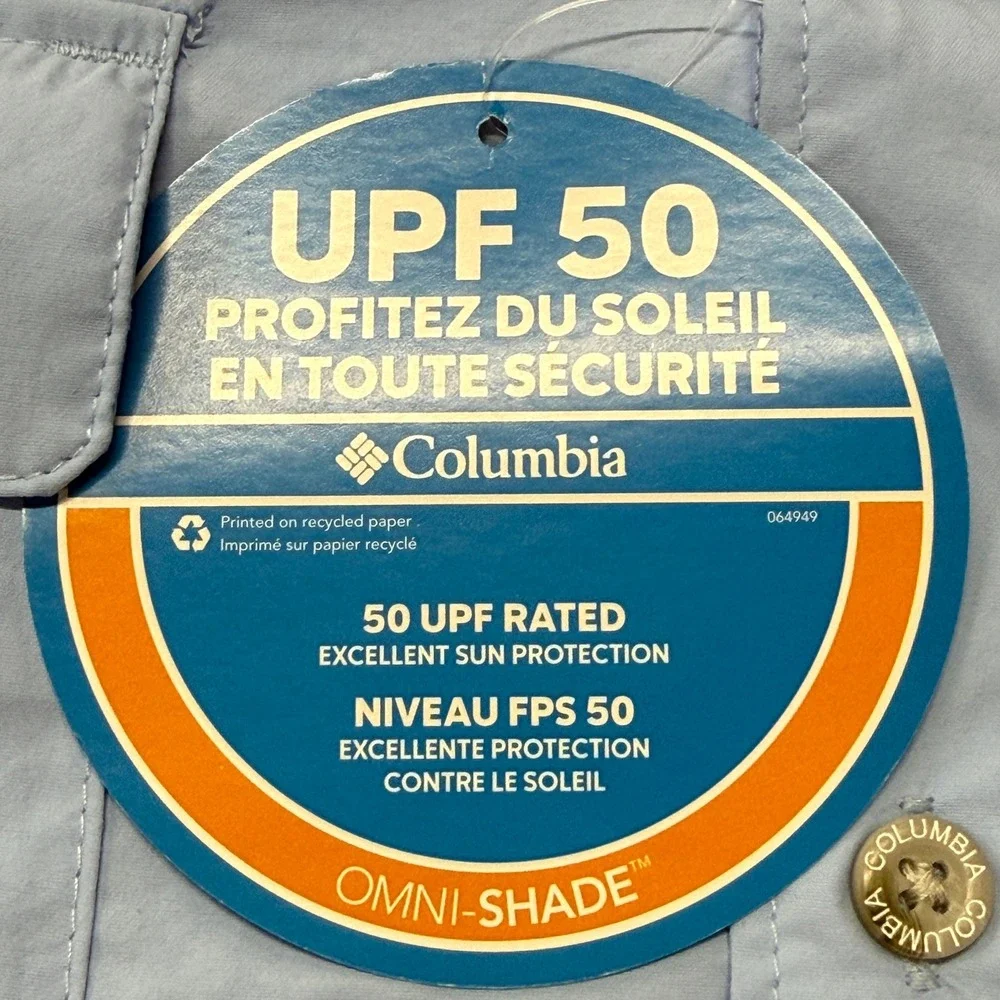 Columbia Bahama PFG Fishing Shirt Mens‎ 2XT UPF 50 Omni Shade Button Up NWT Blue